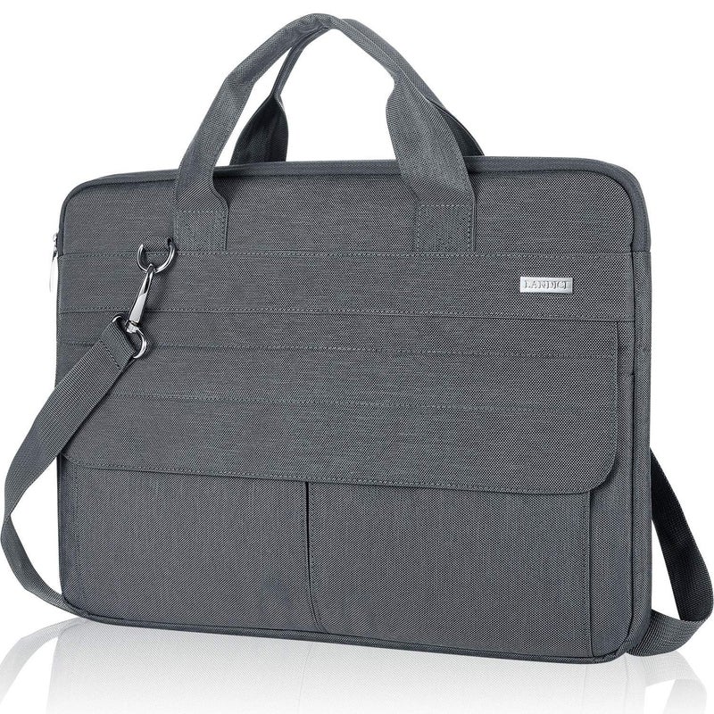 LANDICI Laptop Bag Carrying Case 15.6 Inch with Shoulder Strap, Slim Waterproof Computer Sleeve Cover Compatible with MacBook Pro 15/16, 15-16 Inch HP Acer Dell Lenovo ASUS Laptop, Grey - Image 1